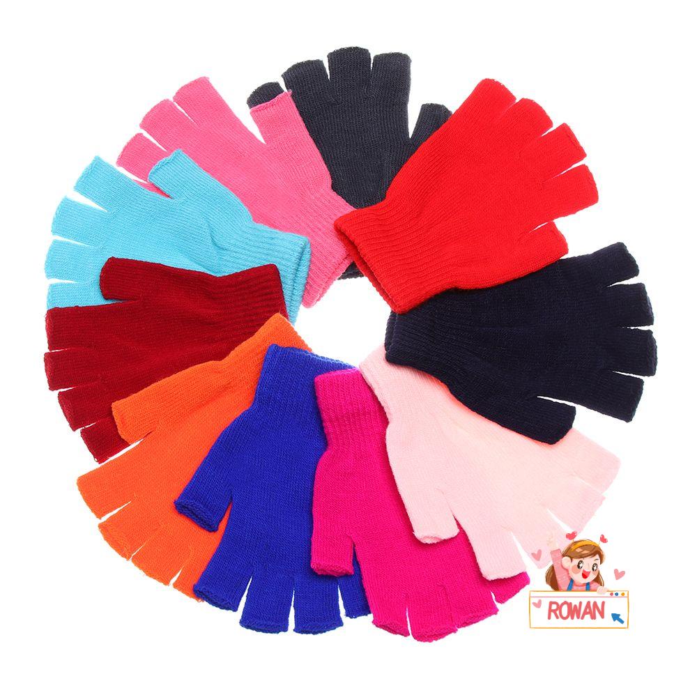 Găng Tay Dệt Kim Ngắn Mềm Mại Màu Kẹo Cho Nam Nữ