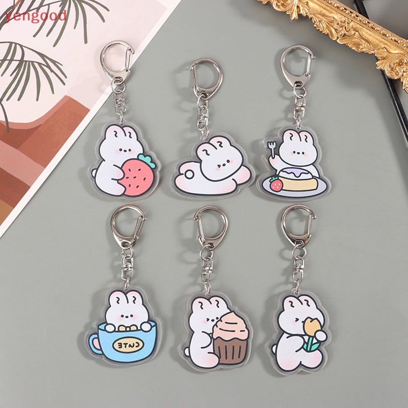 Móc Khóa Hình Thỏ Trắng Bằng Acrylic Dễ Thương