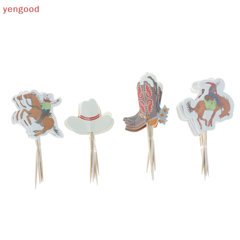 Set 24 Que Cắm Trang Trí Bánh cupcake Phong Cách Cao Bồi