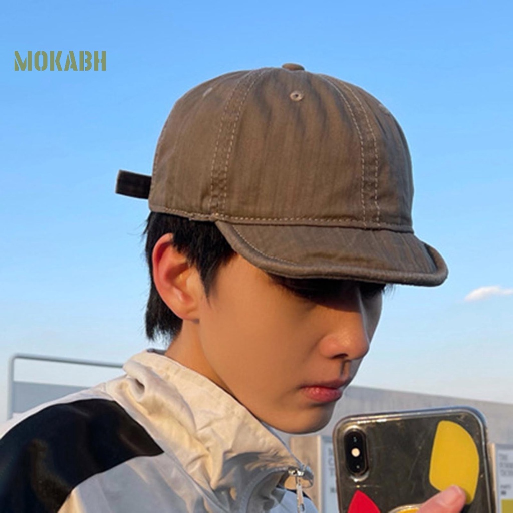 [Mok Abh] Mũ Lưỡi Trai Vành Ngắn Điều Chỉnh Được Màu Sắc Trơn Phong Cách Vintage Chống Nắng Mùa Hè Cho Nam Và Nữ