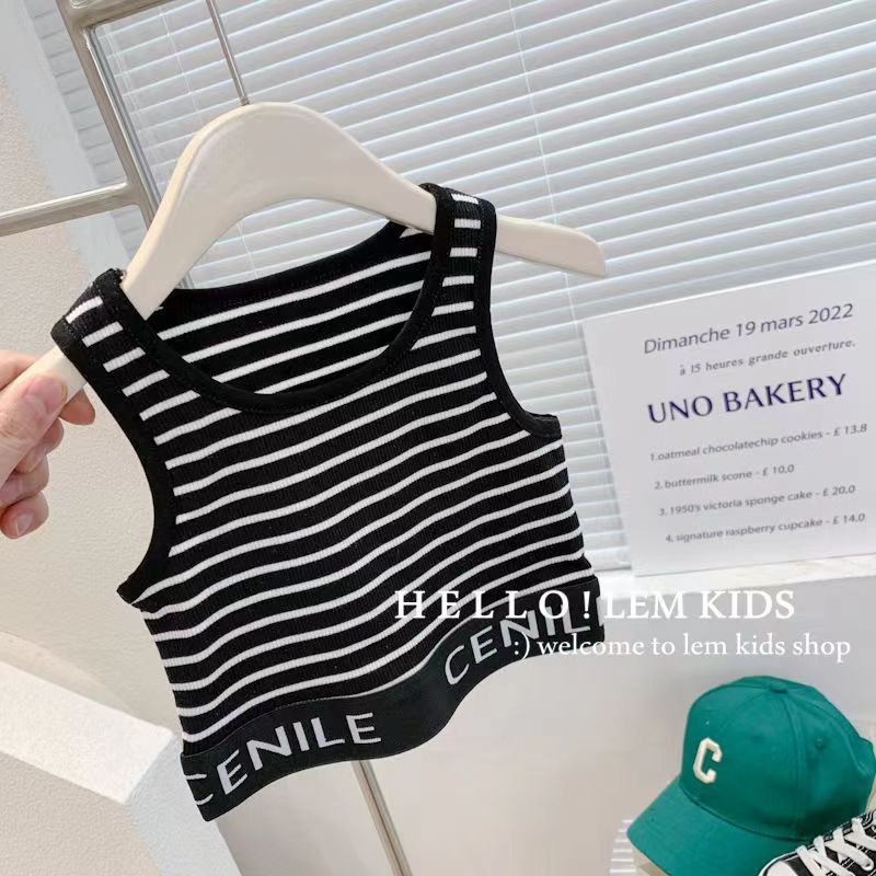 Áo Thun Không Tay In Chữ Phong Cách Hàn Quốc Thời Trang Mùa Hè 2023 Dành Cho Bé Gái