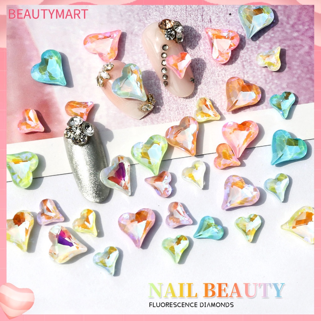 Bộ 10 Hạt Đá Hình Trái Tim Trang Trí Móng Tay DIY
