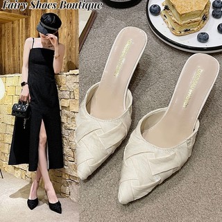 ZHUXIA Giày muller Cao Gót Mũi Nhọn Phong Cách Xuân Hè Cho Nữ