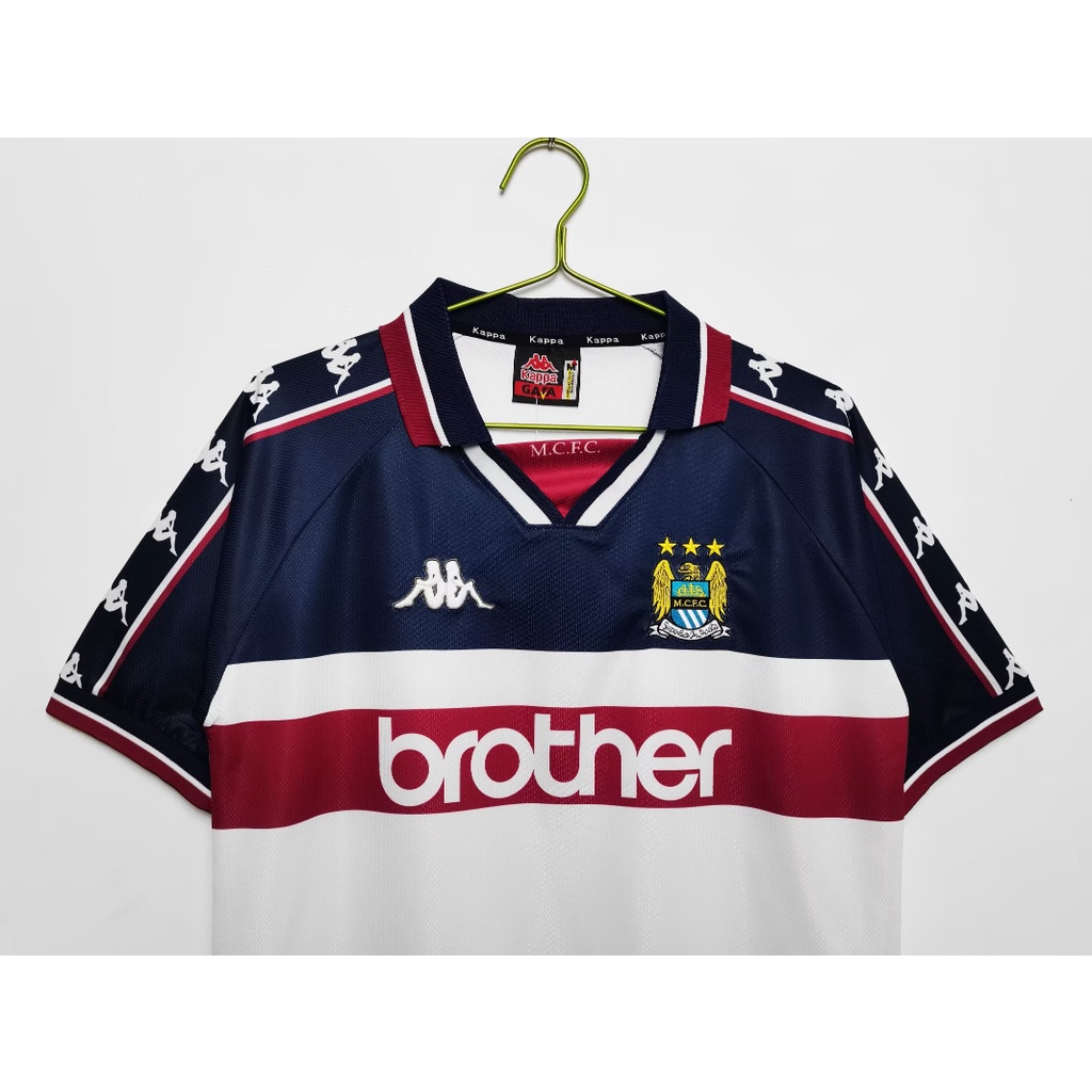 Áo Thun Đá Banh Tay Ngắn Mau Khô Phong Cách Vintage Manchester City 1997 / 98