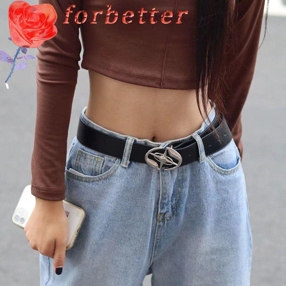 Thắt Lưng Da PU Bản Rộng Khóa Kim Loại Hình Hành Tinh Có Thể Điều Chỉnh Trang Trí Cho Nam Và Nữ