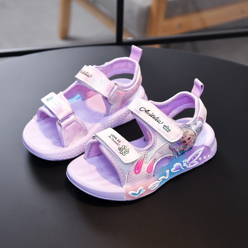 Dép Sandal Cho Bé Gái 3-12 Tuổi, Xăng đan Dép Quai Hậu Công Chúa Đế Dẻo In Họa Tiết Màu Pastel Siêu Xinh
