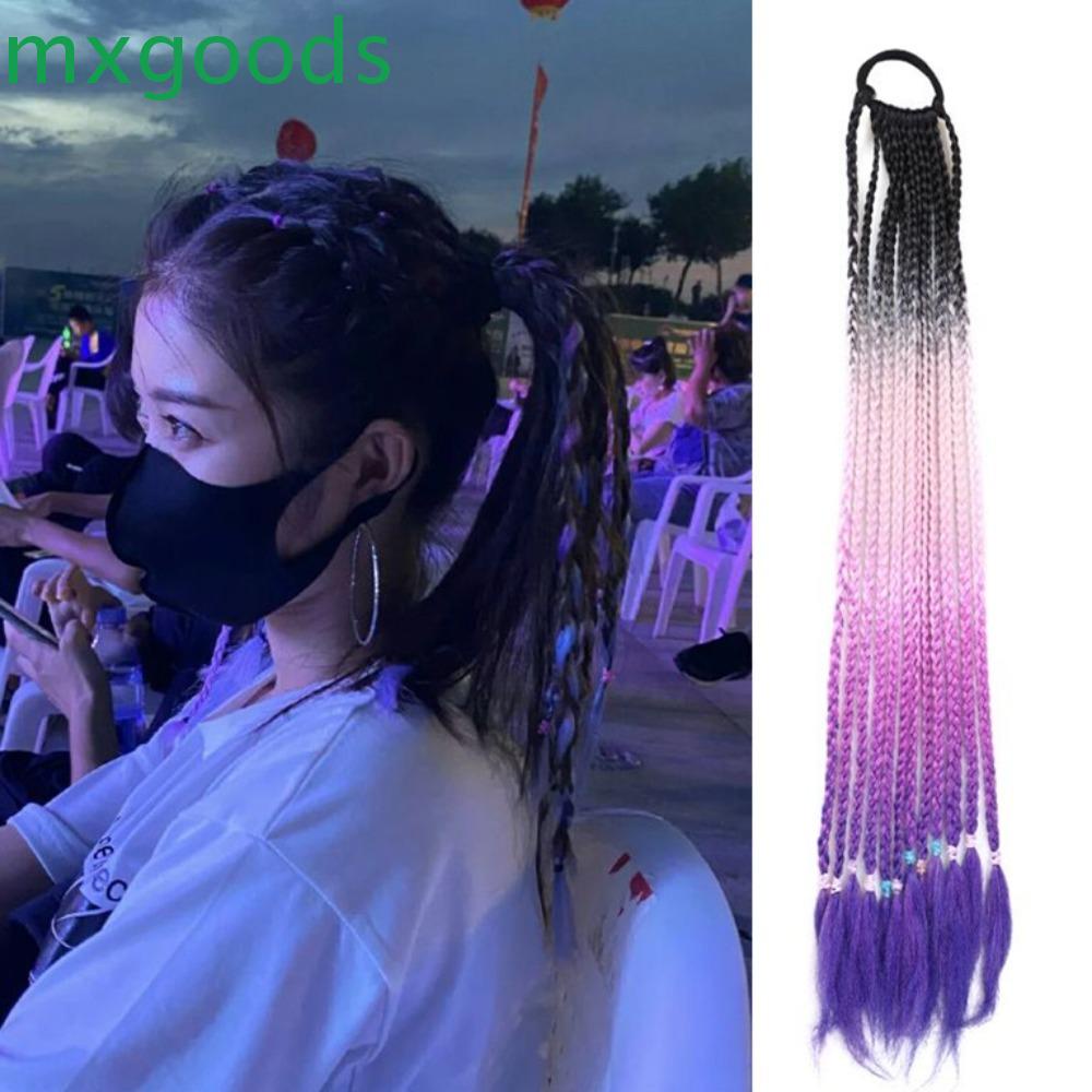 Dây Tóc Giả Thắt Bím Bằng Cao Su Tổng Hợp Co Giãn Màu Sắc Gradient Chất Lượng Cao Dành Cho Trẻ Em MXGOODS