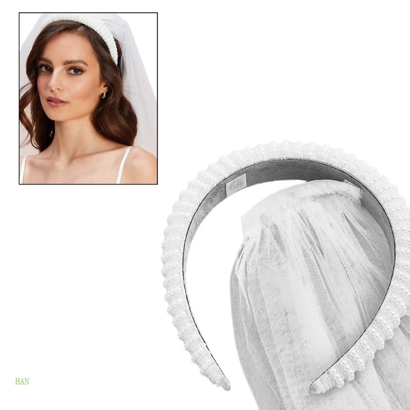 Băng Đô Cài Tóc Đính Ngọc Trai Toàn Diện Thanh Lịch Cho Cô Dâu