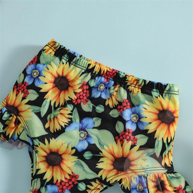 Bộ Đồ Bơi Hai Mảnh Họa Tiết Hoa Phối Bèo Thời Trang Mùa Hè Cho Bé Gái Laa