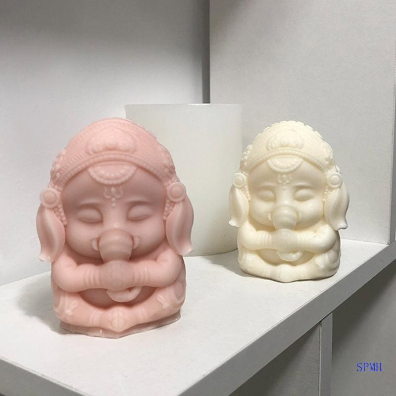 Khuôn Silicone Tạo Hình Làm Xà Phòng / Nến Hình Hindu Ganesh 3D DIY