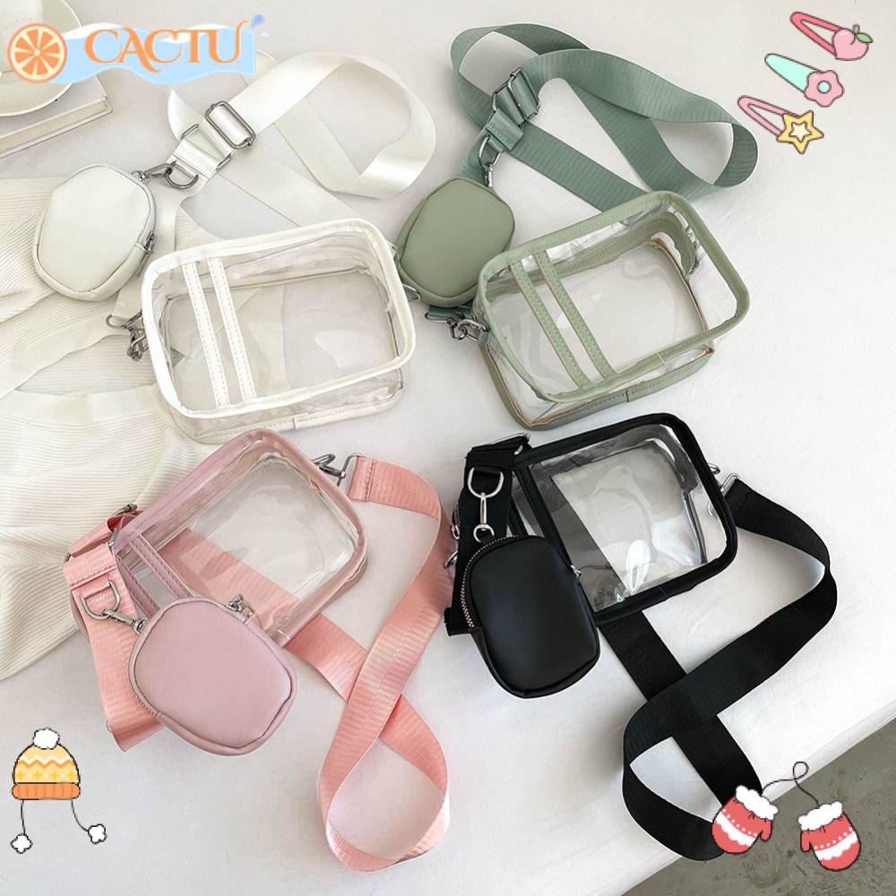 Túi Đeo Chéo Bằng Chất Liệu PVC Trong Suốt Phong Cách Thời Trang Đơn Giản
