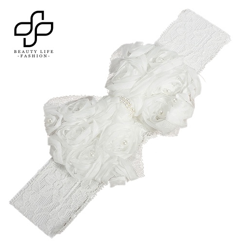 Băng Đô Ren Đính Hoa Hồng Và Ngọc Trai Nhân Tạo Thời Trang Cho Bé Gái