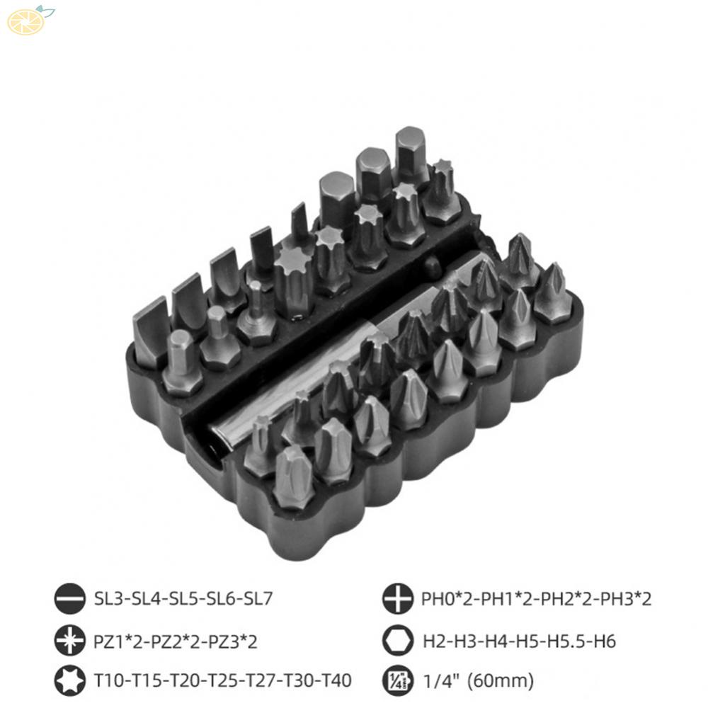 【VARSTR】Screwdriver Bits Black Chrome Vanadium Steel Hex Shank Slotted Cross Yellow