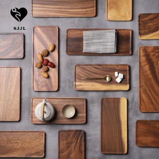 Sjjl khay gỗ hình chữ nhật đựng thức ăn đa năng