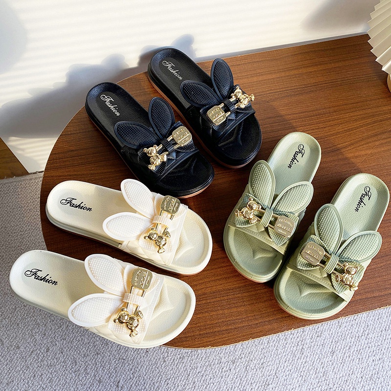 Dép đi trong nhà Đế Dày Mềm Chống Trượt In Hình Thỏ Dễ Thương Thời Trang Mùa Hè Cho Nữ AA4322