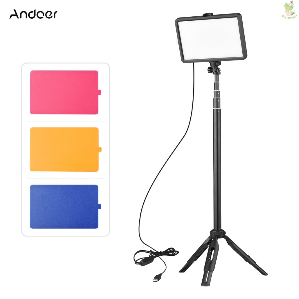 Andoer Bộ Đèn LED USB 1 * 3200K-5600K 10 Mức Độ Sáng + Came-6.7