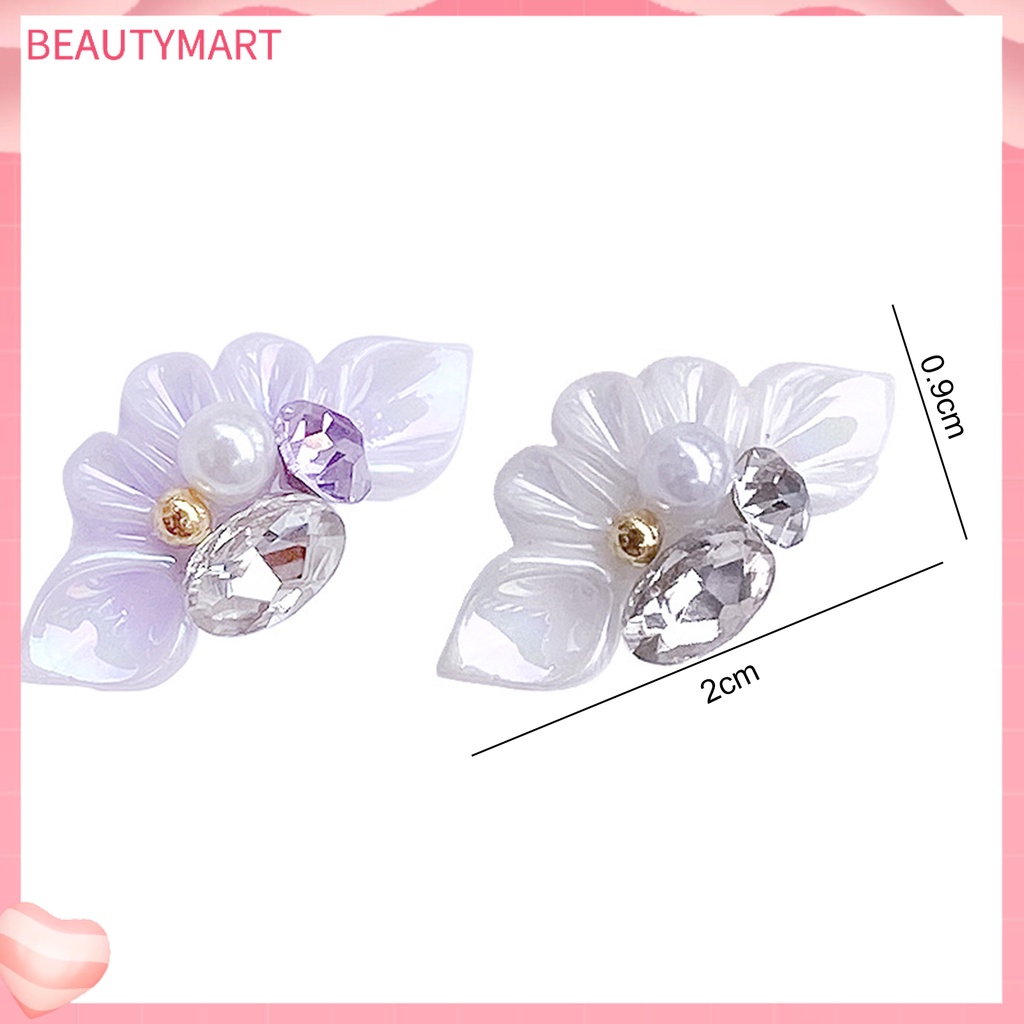 Set 10 Phụ Kiện Trang Trí Móng Tay Hình Bông Hoa 3D Màu Sắc Sống Động