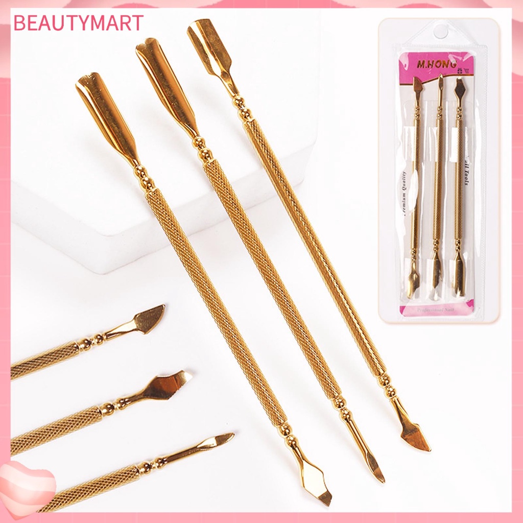 Bộ 3 Dụng Cụ Làm Móng Bằng Thép Không Gỉ Thiết Kế Hai Mặt Tiện Dụng