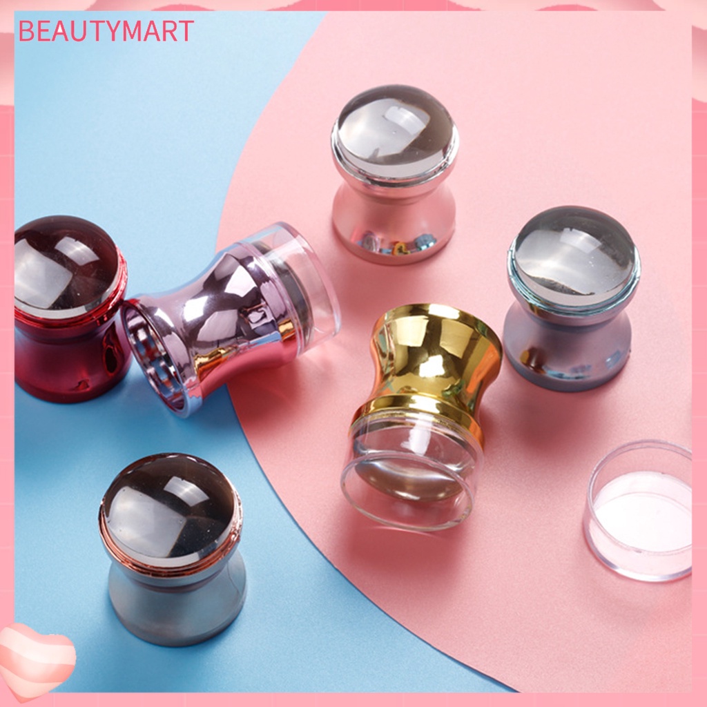 1 Bộ Dụng Cụ In Hình Móng Tay Bằng Silicone Kèm Nắp Đậy Dành Cho Salon Làm Móng