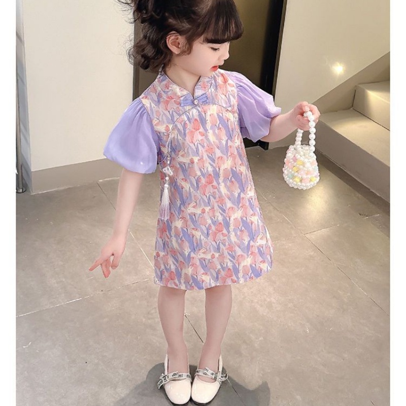 Đầm Sườn Xám Công Chúa Phong Cách Trung Hoa Cổ Điển Mẫu Mới 2023 Dành Cho Bé Gái