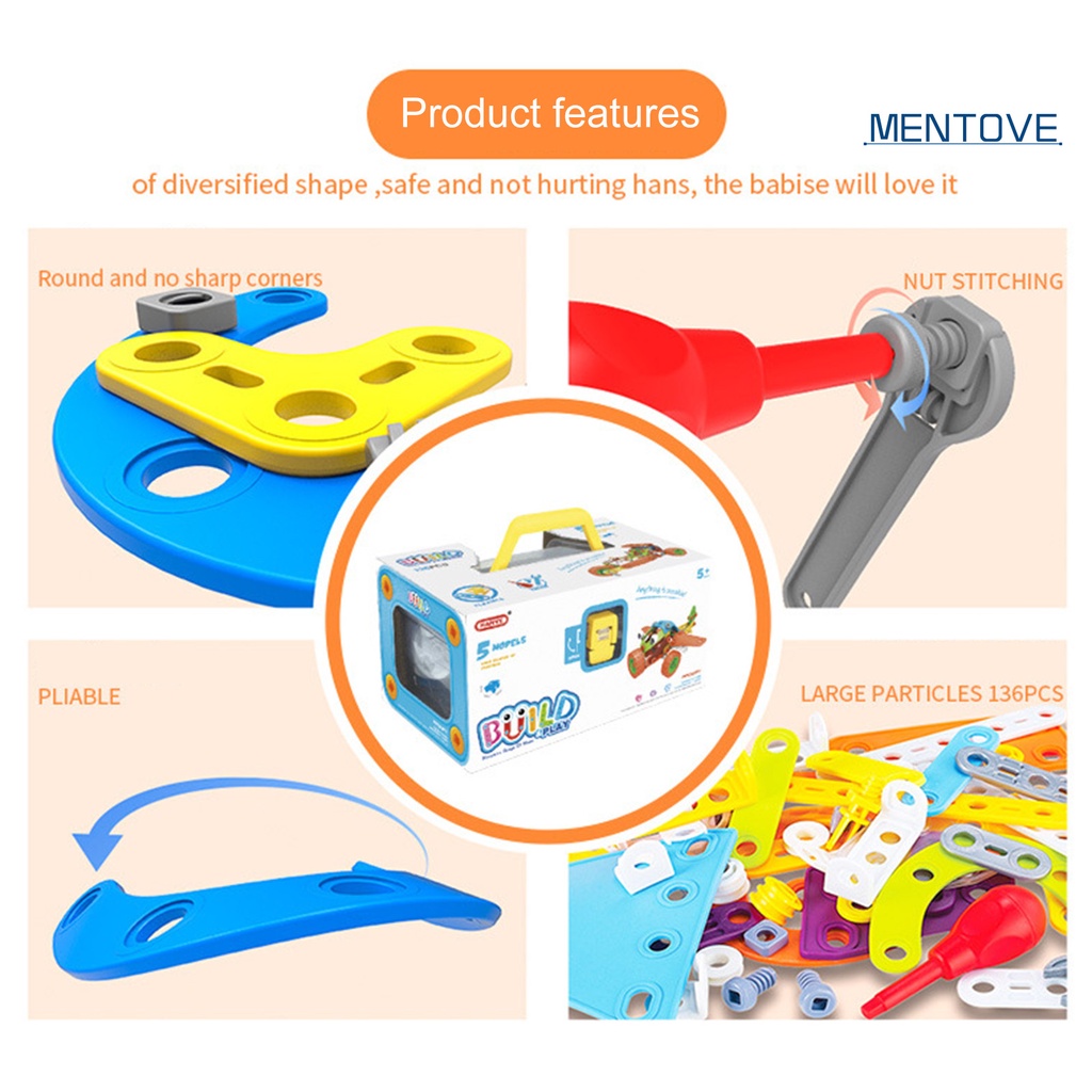 Đồ chơi trẻ em Lắp Ráp Xe 136 Mảnh Bằng Nhựa Đa Năng Cho Bé