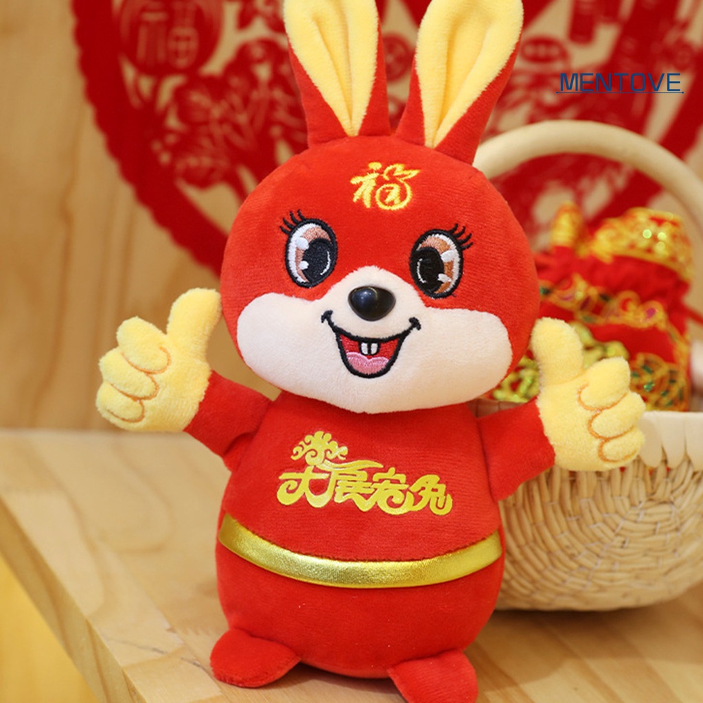 Đồ chơi nhồi bông Hình Thỏ 3D Phong Cách Trung Hoa 16 / 20 / 25 / 30 / 40cm Cho Năm Mới