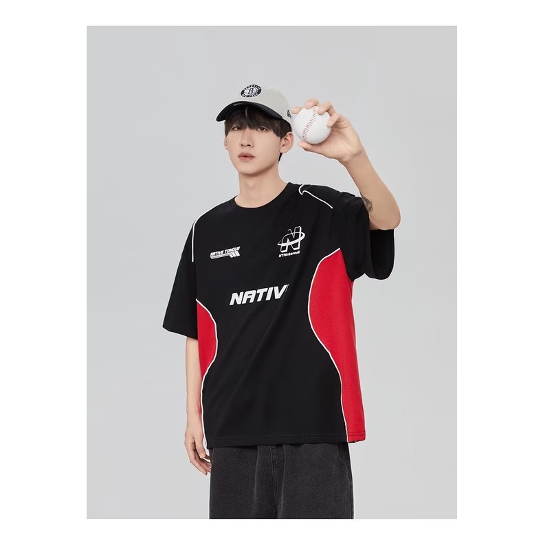 Áo Thun Tay Ngắn Cổ Tròn In Chữ Phong Cách Đường Phố Mỹ Thời Trang Mùa Hè Cho Nam