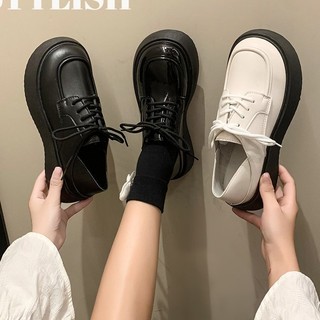Giày da đế dày phong cách retro anh quốc cho nữ