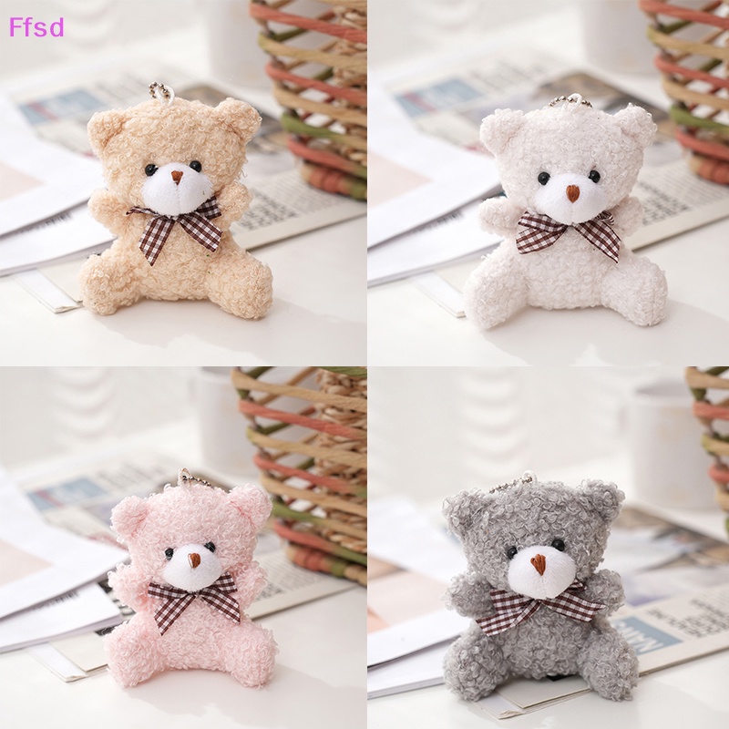 Móc Chìa Khóa Đồ Chơi Mini Bằng Cotton Mềm Hình Gấu / Thỏ / Cún Nhồi Bông Dễ Thương Cho Bé Gái Và Trẻ Em