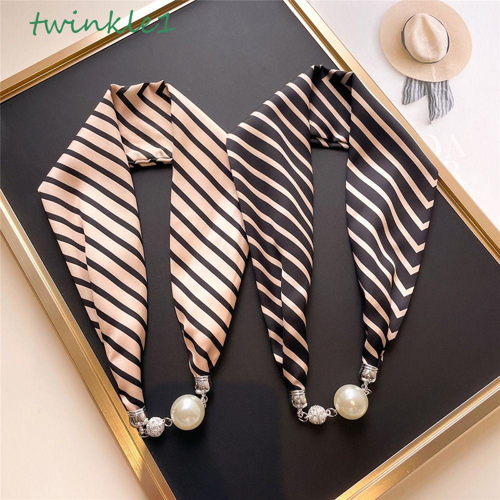 Khăn Choàng Cổ Giả Lụa Satin Mỏng In Họa Tiết Lấp Lánh Thời Trang Mùa Thu Cho Nữ