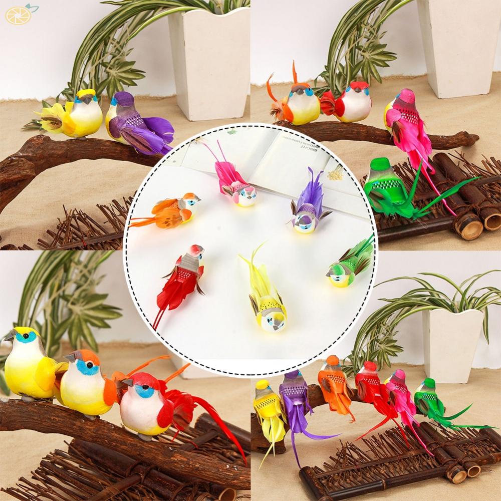【VARSTR】Artificial Birds 12pcs Birthday Gift DIY Crafts Fake Animal Feather Birds