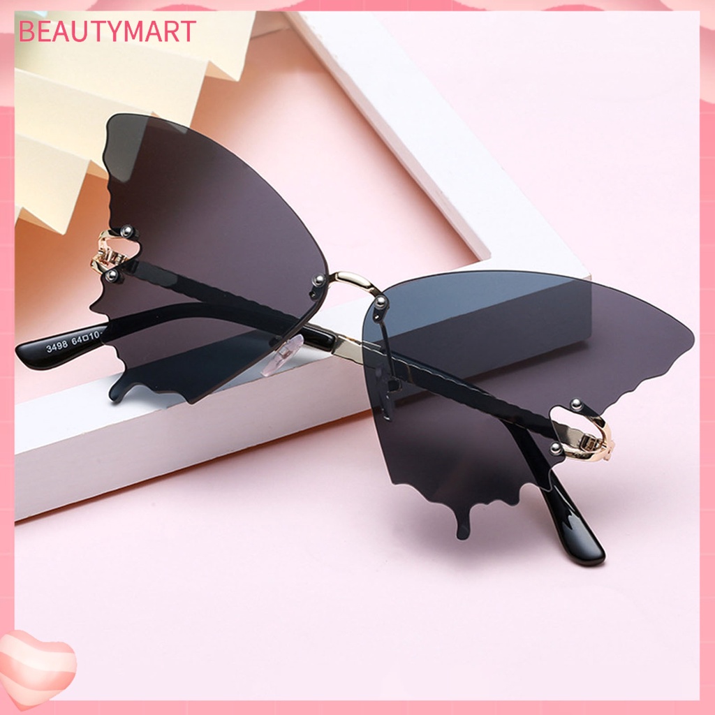 Kính Mát Hình Bướm Không Vành Siêu Nhẹ Chống Tia UV Trong Suốt Thời Trang Cho Nữ