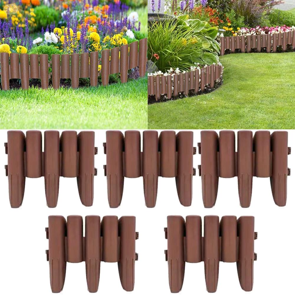 【VARSTR】Lawn Edging Garden Decoration Palisade Plastic Lawn Edging 5PCS Garden Decor