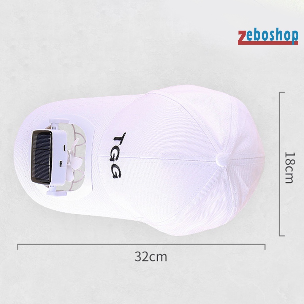 Quạt Làm Mát Năng Lượng Mặt Trời Thêu Chữ Che Nắng Vành Dài Có Thể Tháo Rời Sạc Cổng USB Cho Nam