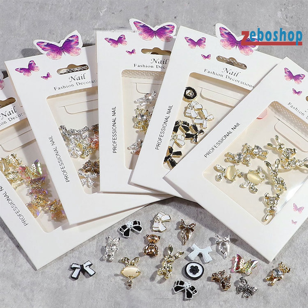 1 Túi Phụ Kiện Trang Trí Móng Tay Nghệ Thuật Nhiều Hình Dạng Không Phai Màu Bằng Hợp Kim AB Cực Quang Dành Cho Bạn Nữ