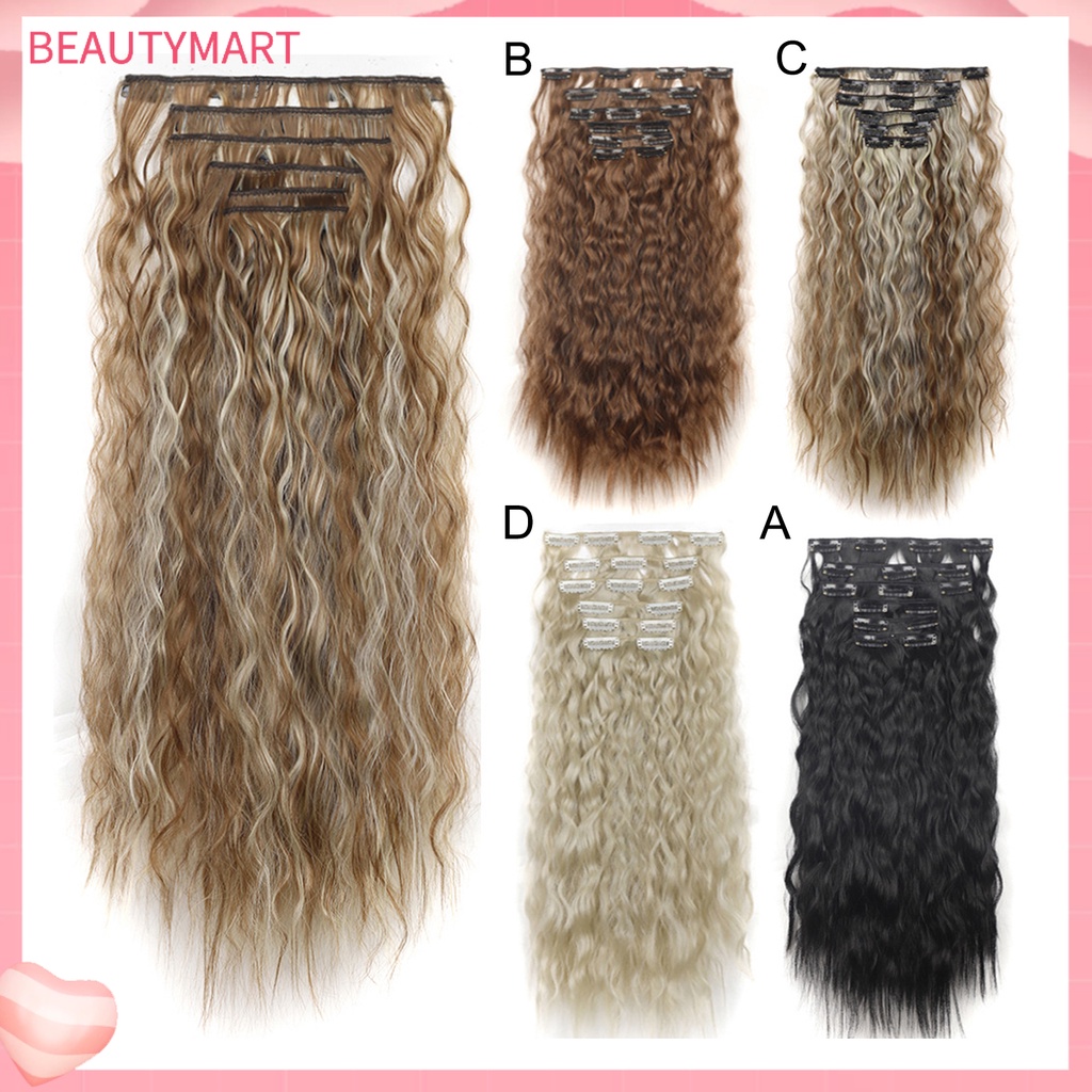 1 Bộ Tóc Giả Xoăn Dài Bằng Sợi Tự Nhiên Kết Cấu Nhẹ Nhàng Không Để Lại Dấu Vết