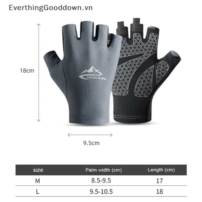 Everthinggooddown Găng Tay Nửa Ngón Bằng Lụa Lạnh Thoáng Khí Chống Trượt Trọng Lượng Nhẹ Dùng Khi Chạy Bộ /