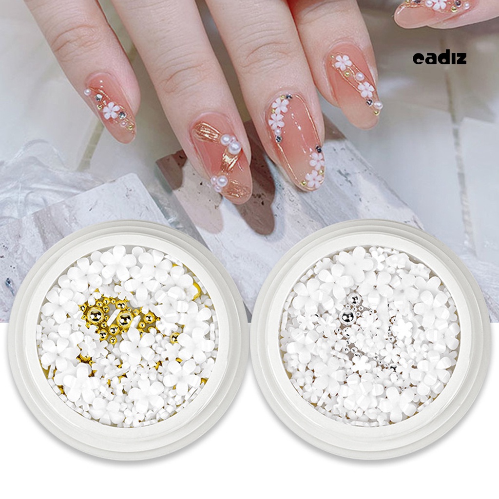 1 Hộp Nhãn Dán Móng Tay CADI 5 Bông Hoa Bằng Nhựa Resin DIY