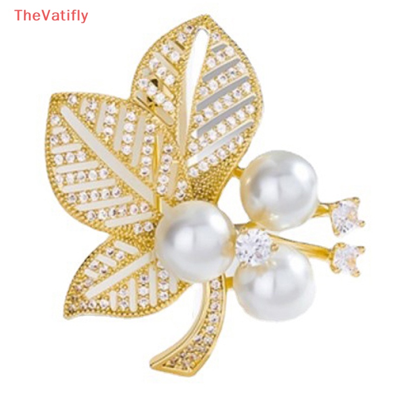 Trâm Cài Áo Hình Chiếc Lá Đính Ngọc Trai Giả Màu Vàng Thời Trang Phong Cách Hàn Quốc