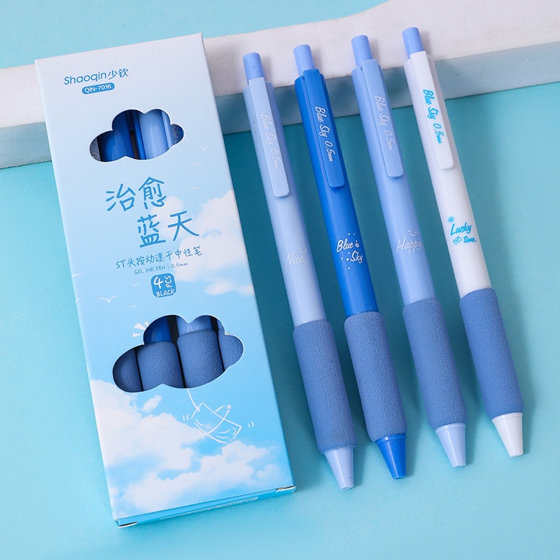 Set 4 Bút Nhấn Nhanh Khô Đầu Lò Xo 0.5mm