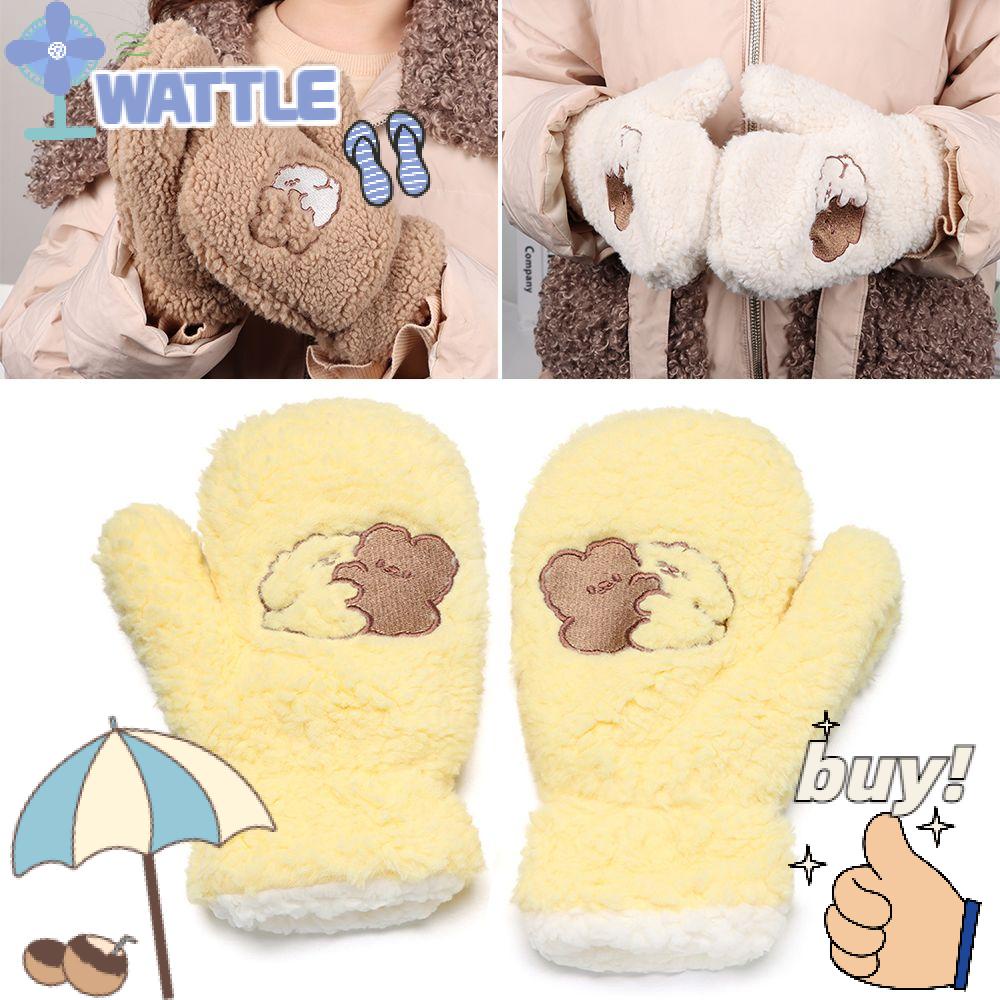 1 Đôi Găng Tay Lông Xù Dày Chống Gió Hình Gấu / Chó Hoạt Hình Dễ Thương