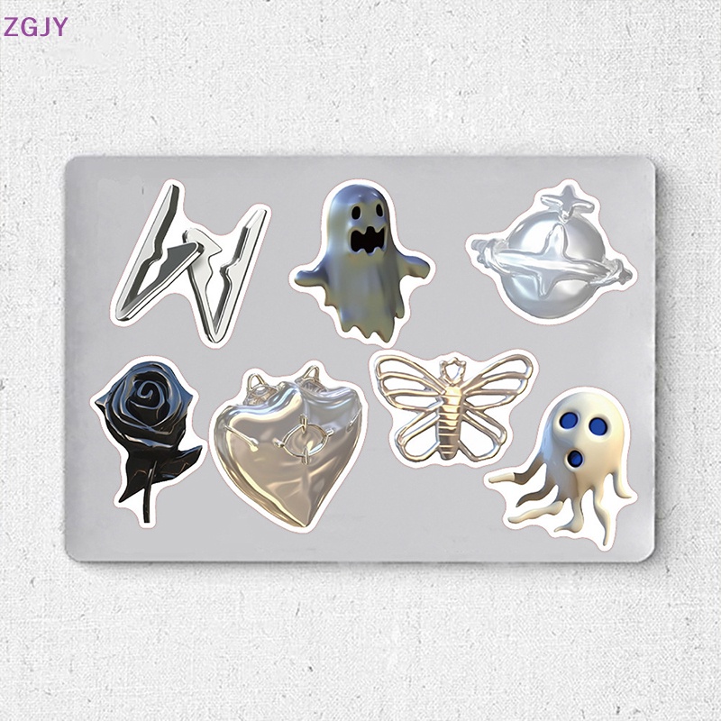 Bộ 50 Miếng Dán Trang Trí Xe Hơi / Va Li / Laptop / Tủ Lạnh Họa Tiết Đầu Lâu Kiểu Graffiti Kinh Dị Mới