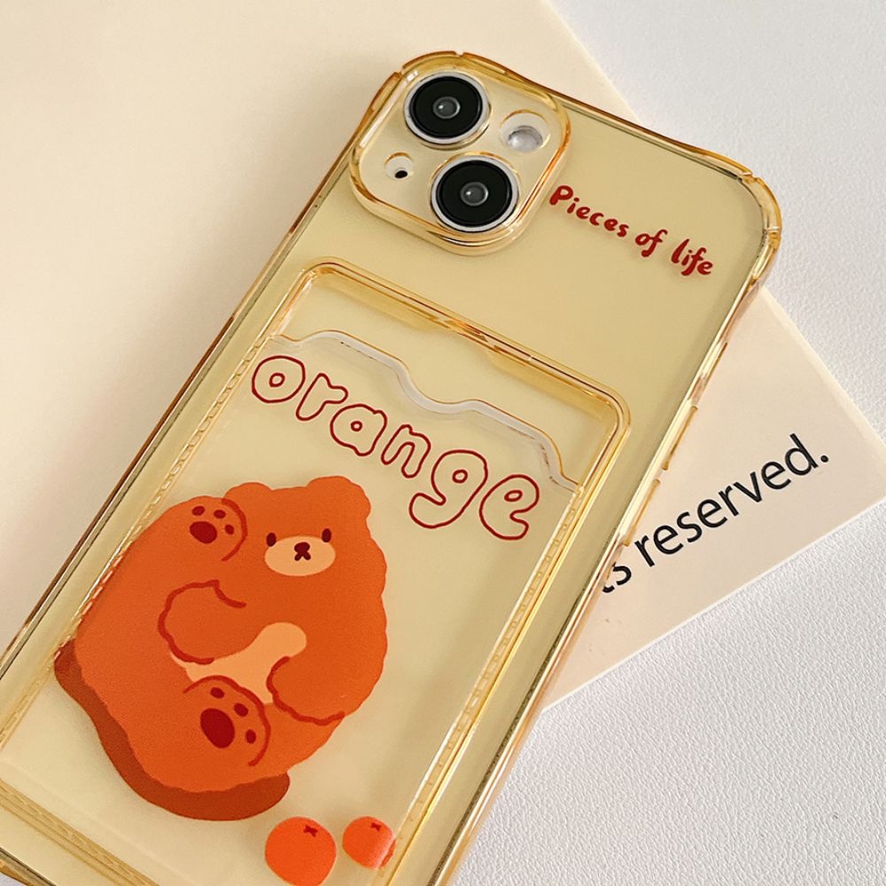 Ốp Điện Thoại TPU Mềm Chống Sốc Gắn Kèm Ngăn Đựng Thẻ Hình Gấu Dễ Thương Cho Iphone 11 14 13 12 Pro Max Xs Xr 7 8 Plus