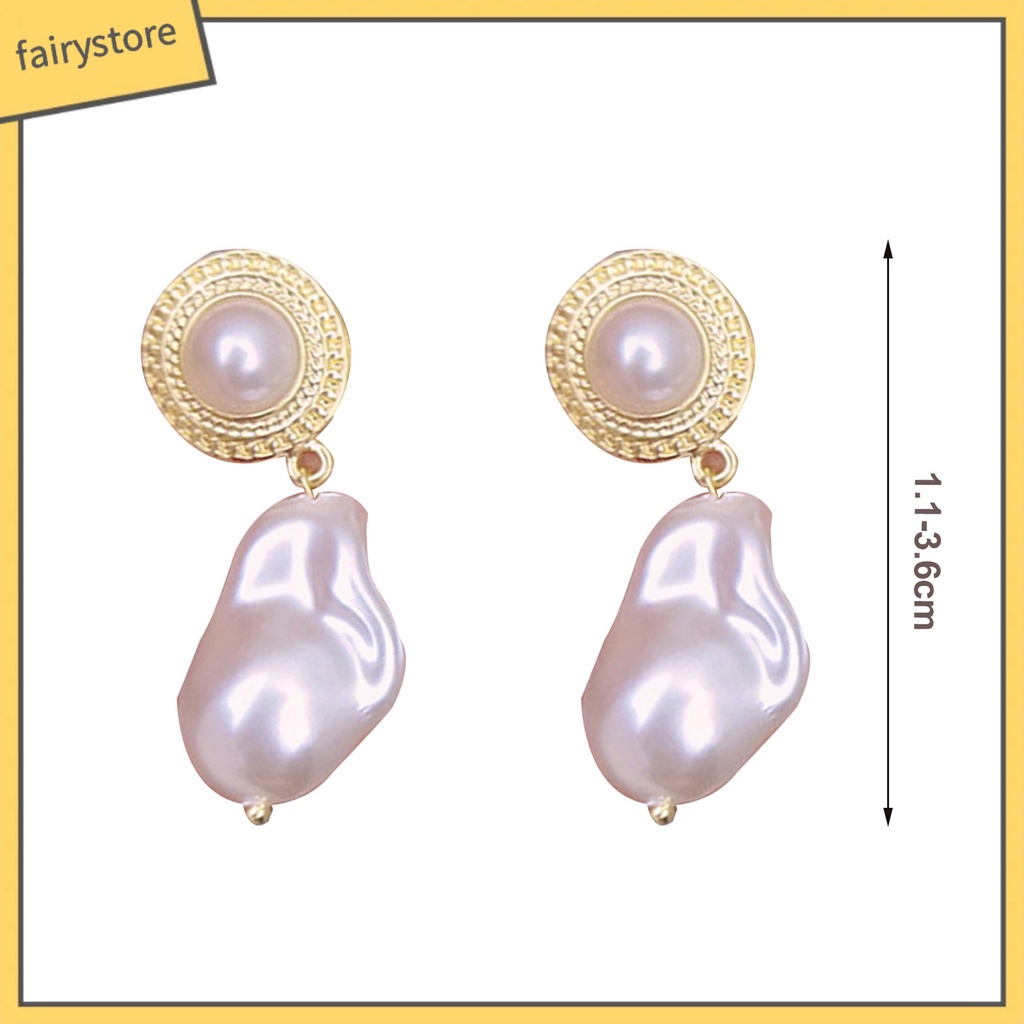 1 Đôi Bông Tai Hình Học Đính Ngọc Trai Giả Lấp Lánh Chống Phai Màu Thời Trang Cho Nữ