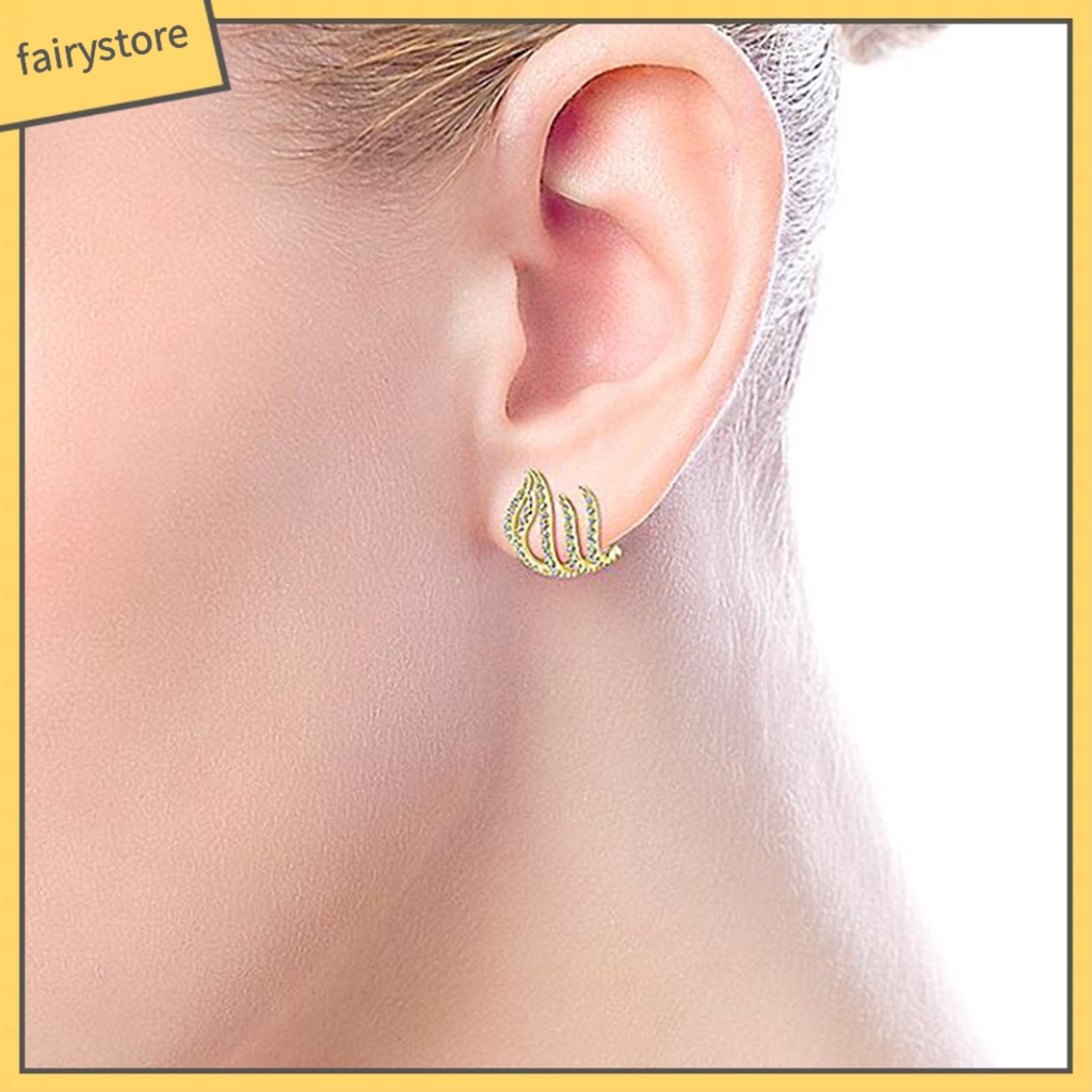 1 Đôi Bông Tai Hình Móng Vuốt Mạ Điện Sáng Bóng Dành Cho Nữ