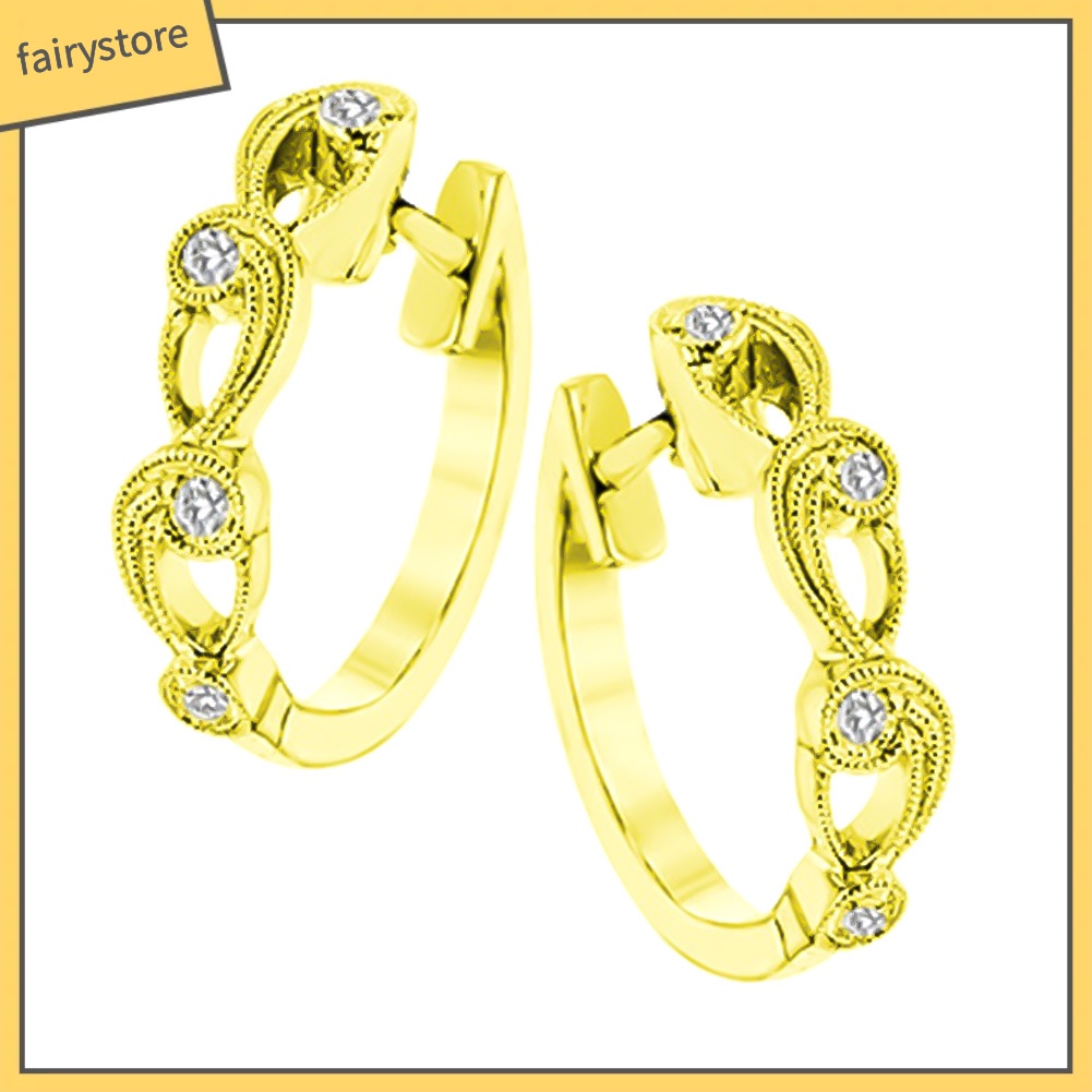 Khuyên Tai Tròn Rỗng Đính Đá Thời Trang Cho Nữ