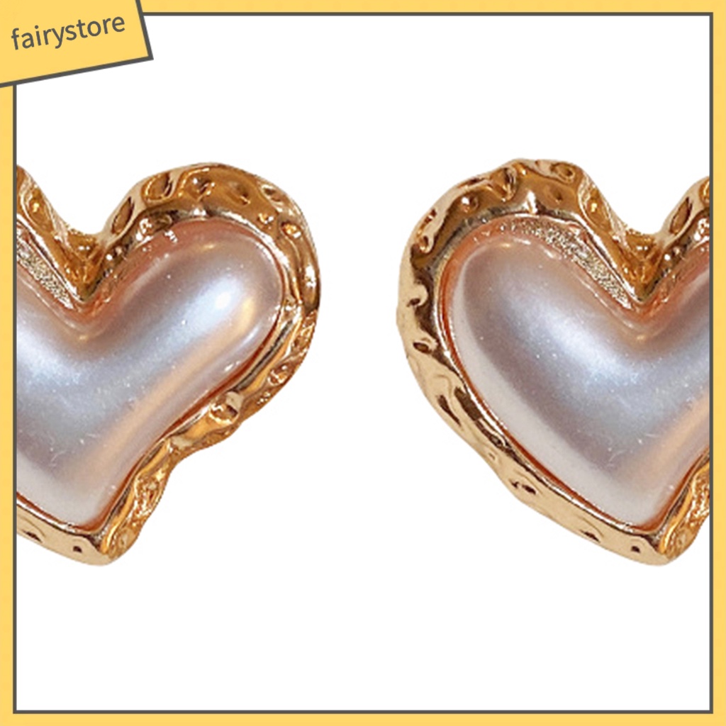 Bông Tai Hình Trái Tim Màu Gradient Đính Ngọc Trai Giả Sang Trọng Thời Trang Cho Nữ