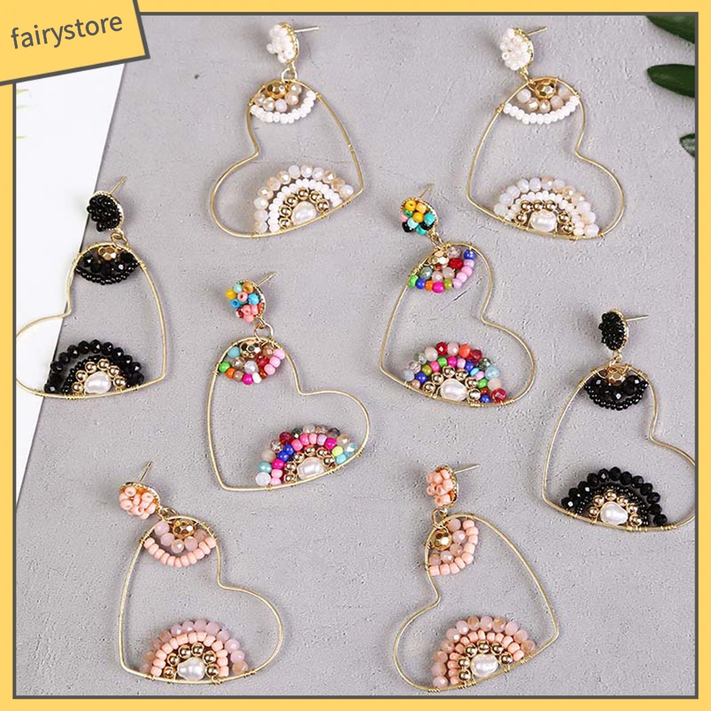 Đôi Bông Tai Hình Trái Tim Phong Cách Boho Thời Trang Cho Nữ