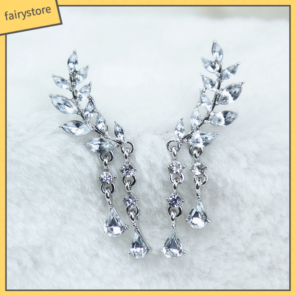 1 Đôi Bông Tai Hình Chiếc Lá Bằng Hợp Kim Lấp Lánh Dành Cho Nữ