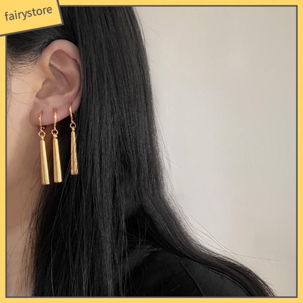 1 Bộ Bông Tai Dạng Móc Bằng Hợp Kim Màu Sắc Đơn Giản Lâu Trôi Cho Nữ